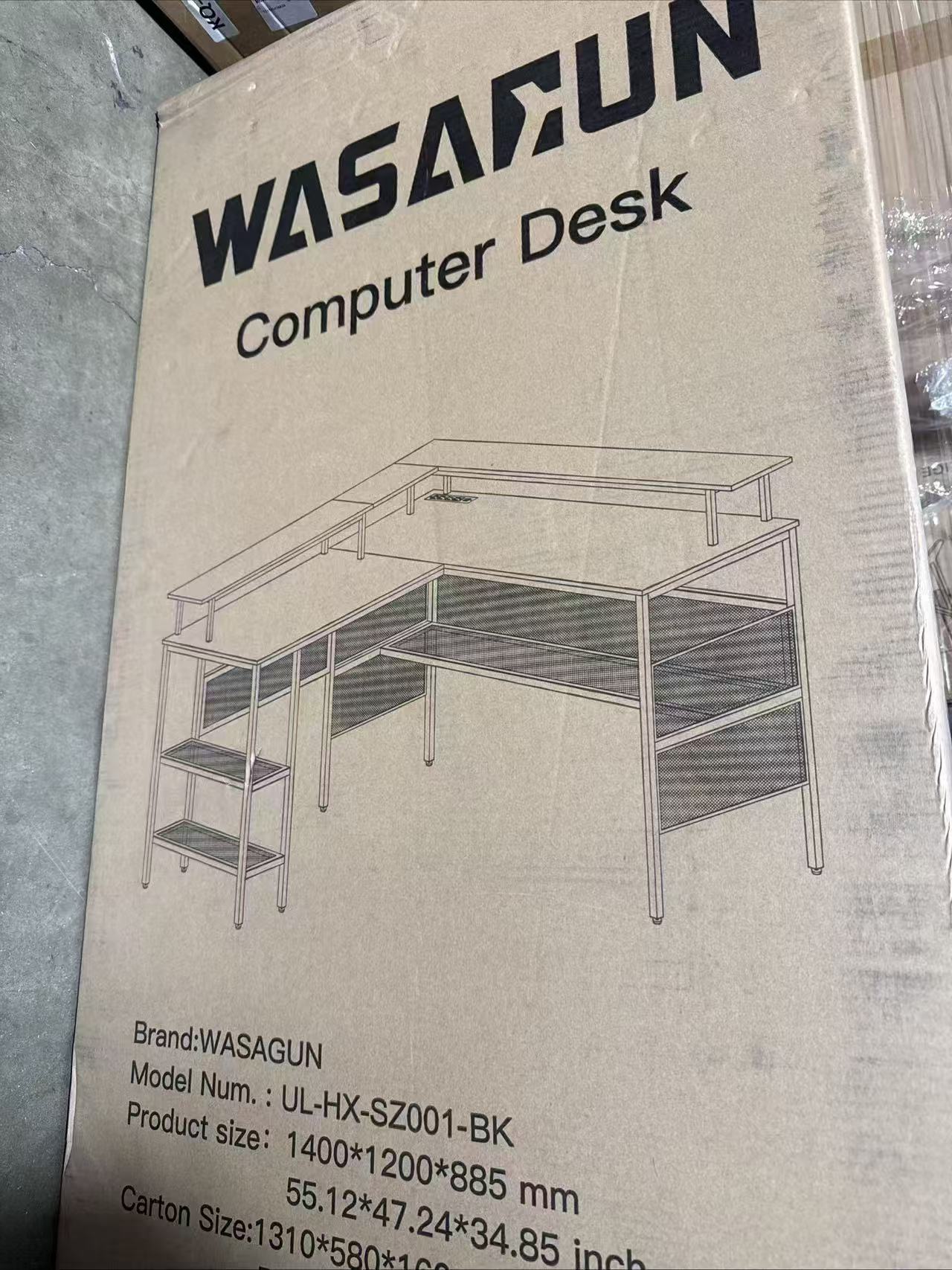WASAFUN 55" L-Shaped Corner Workstation with Built-in Monitor Stand