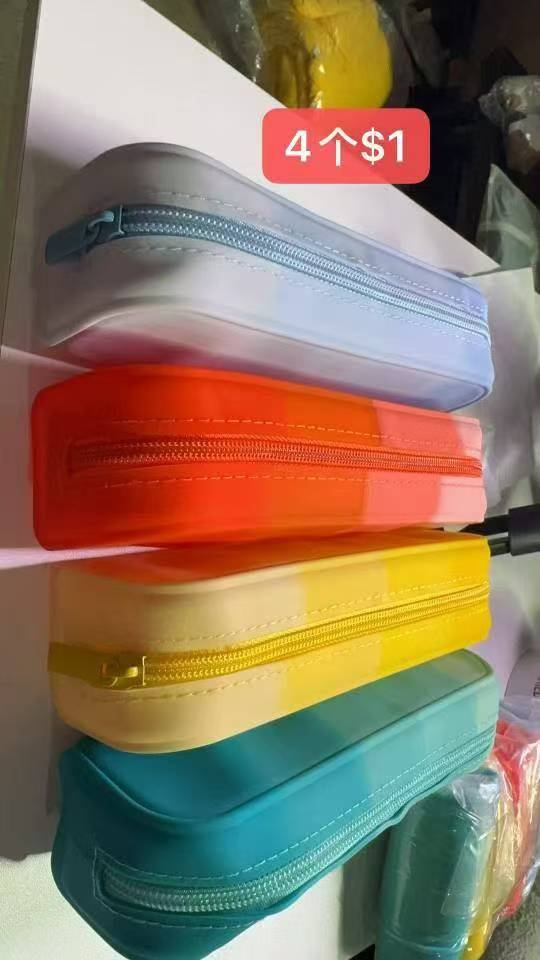 4Packs Ultra-Soft Silicone Pencil Cases - Waterproof, Shockproof & Stress-Relieving Organizers