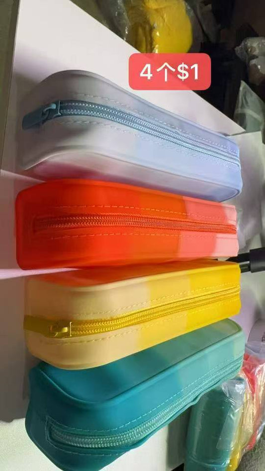 4Packs Ultra-Soft Silicone Pencil Cases - Waterproof, Shockproof & Stress-Relieving Organizers