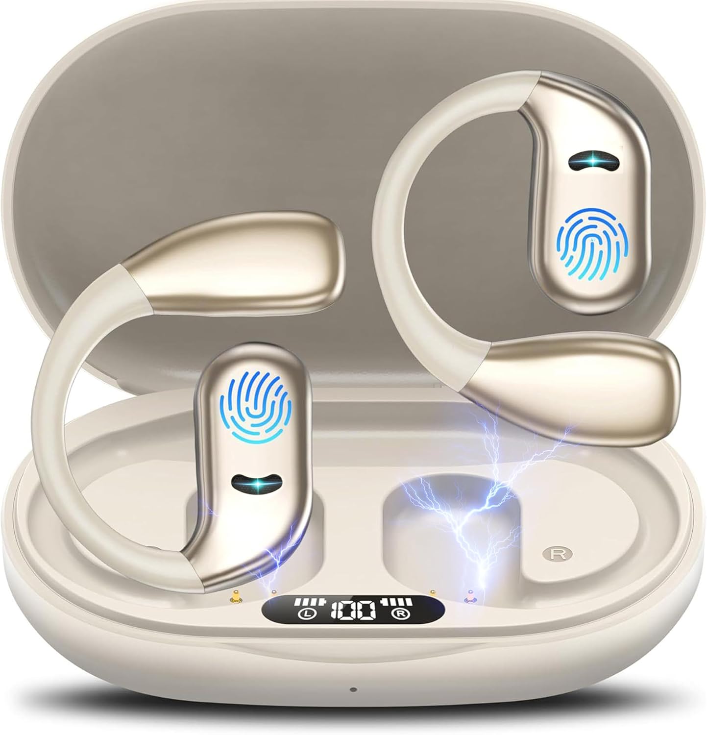 AI Language Translation Earbuds,Real-Time Translator for 169 Languages & Accents, HD Sound, Long Battery Life, Ideal for Travel and Business, Beige
