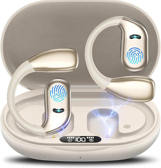 AI Language Translation Earbuds,Real-Time Translator for 169 Languages & Accents, HD Sound, Long Battery Life, Ideal for Travel and Business, Beige