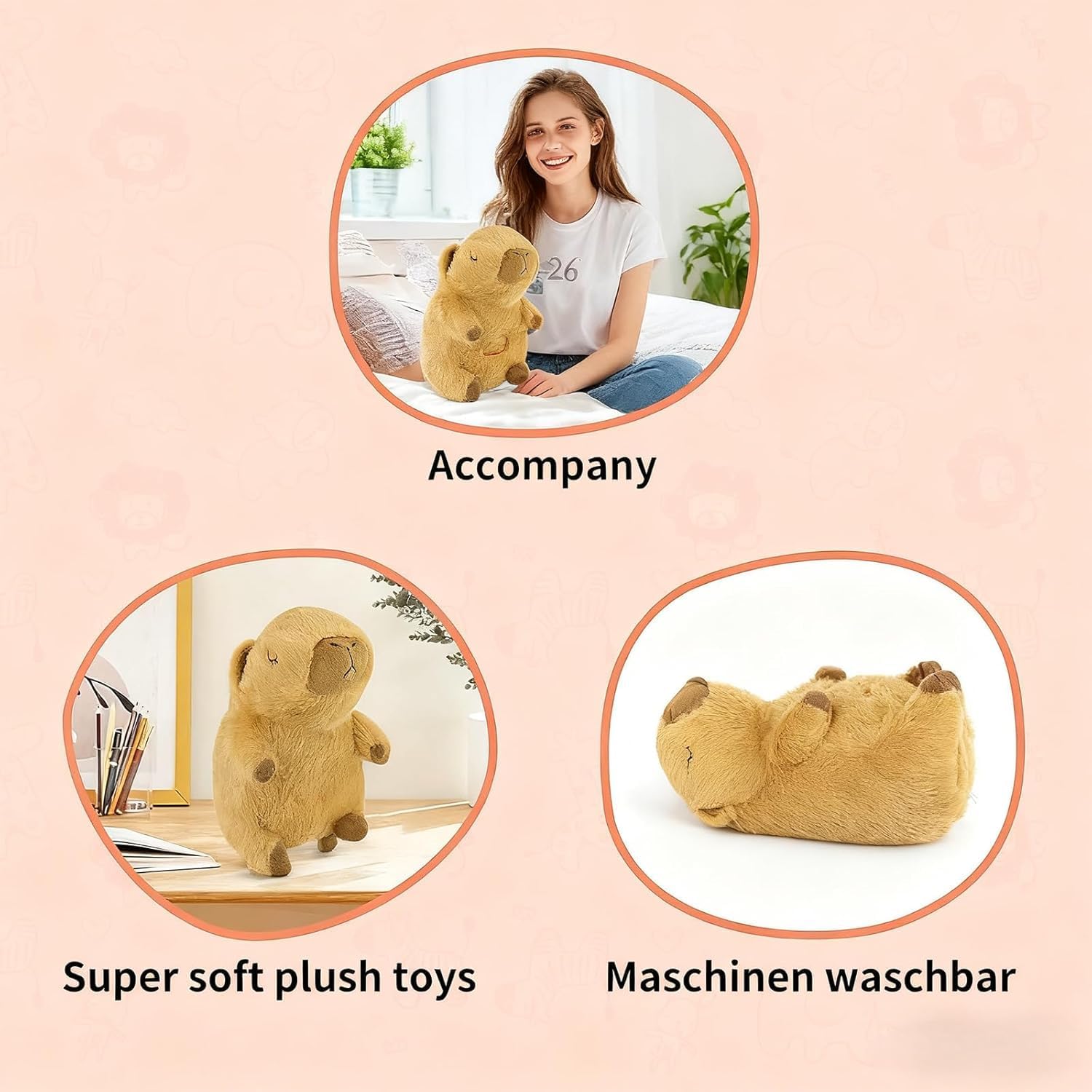Breathing Stuffed Animal,Capybara Breathing Plush, 4 Gear Adjustment, Volume Control, Portable Plush Toy with Music & Lights