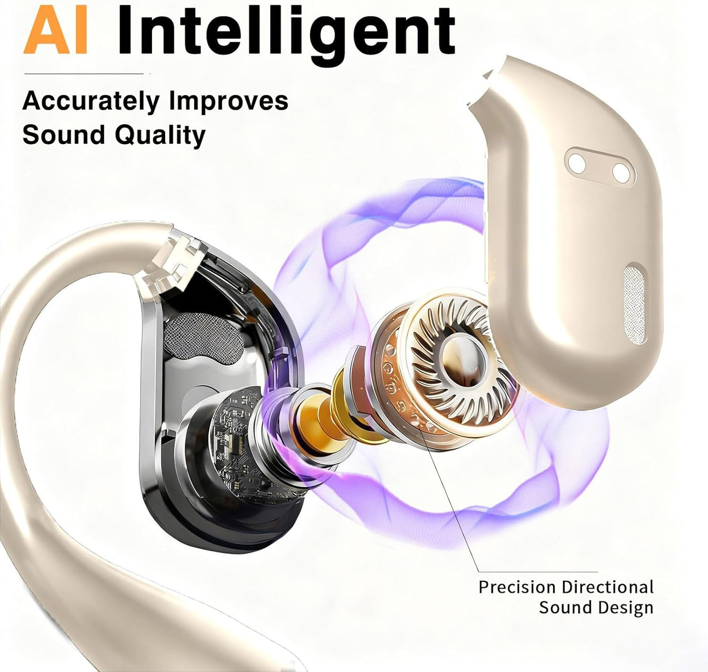 AI Language Translation Earbuds,Real-Time Translator for 169 Languages & Accents, HD Sound, Long Battery Life, Ideal for Travel and Business, Beige