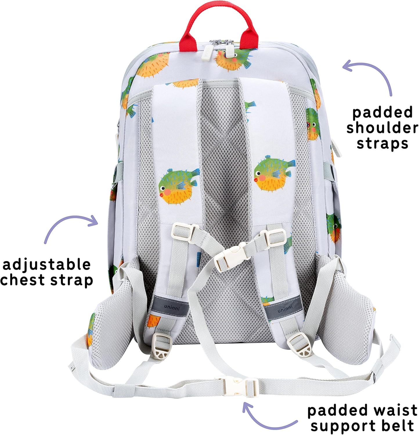 uninni Cute Pufferfish Kids Backpack 16 Inch – Toddler School Bag